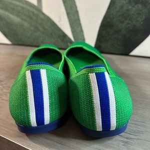 *RARE* Retired Rothy’s Ballet Flats Jelly Bean Green Blue Stripe Heel 8.5 EUC